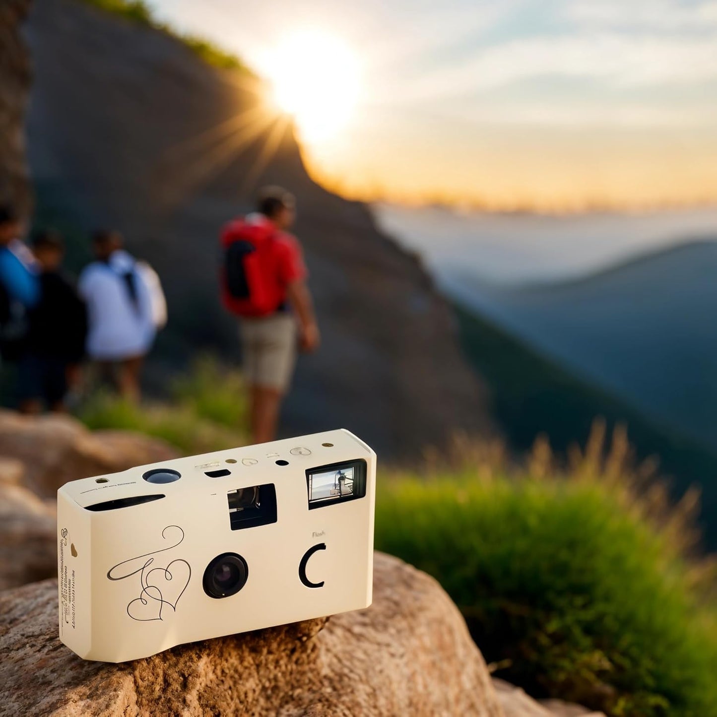 Weddingstar Disposable Camera with Flash - Single Use 35mm Film Camera for Wedding or Party Favors - Gold Enchanted Hearts