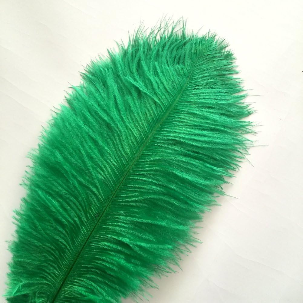 Sowder 14-16inch(35-40cm) Ostrich Feathers Plume for Wedding Centerpieces Home Decoration Pack of 10pcs(Dark Green)