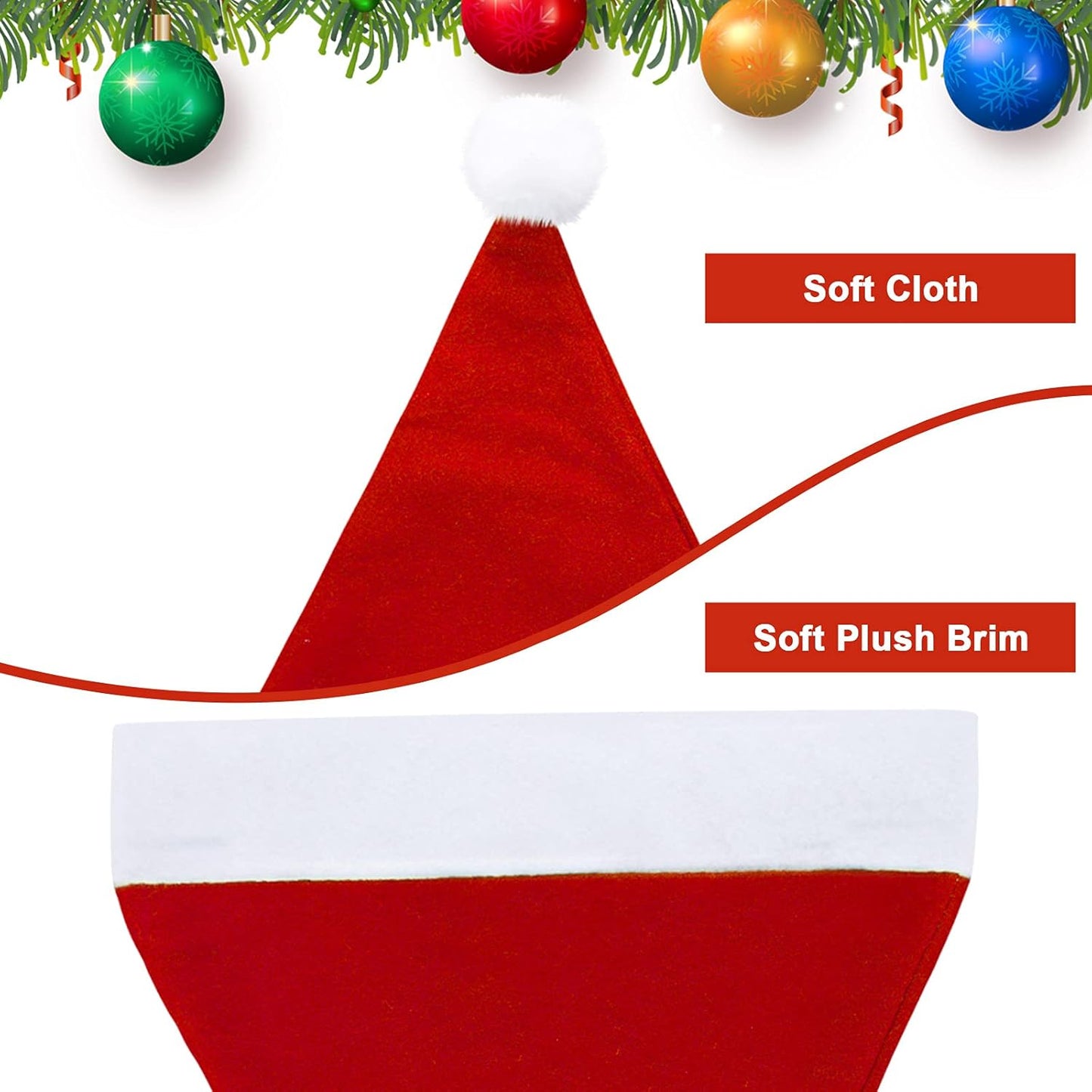 SATINIOR 12 Pieces Santa Hats Christmas Non Woven Fabric Hat for Holidays Xmas Party Supplies