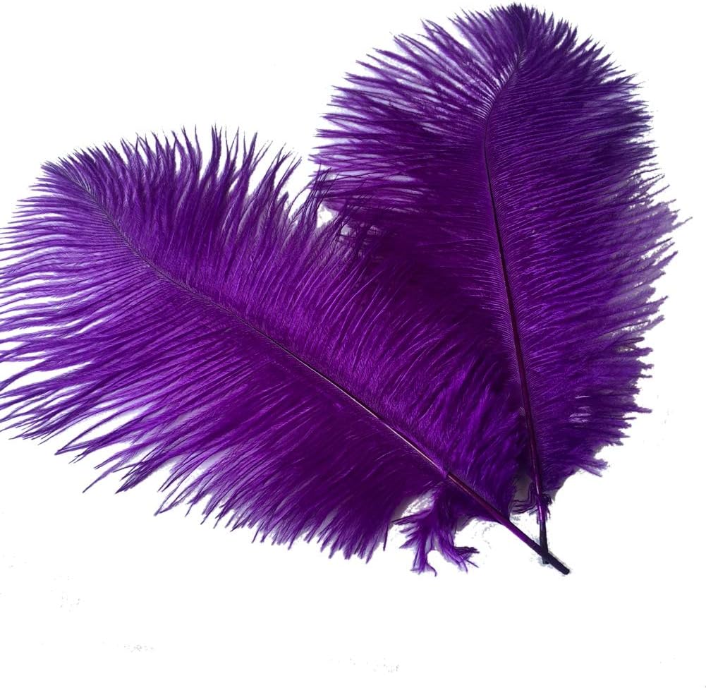 Sowder 16-18inch(40-45cm) Ostrich Feathers Plume for Wedding Centerpieces Home Decoration Pack of 10pcs(Purple)
