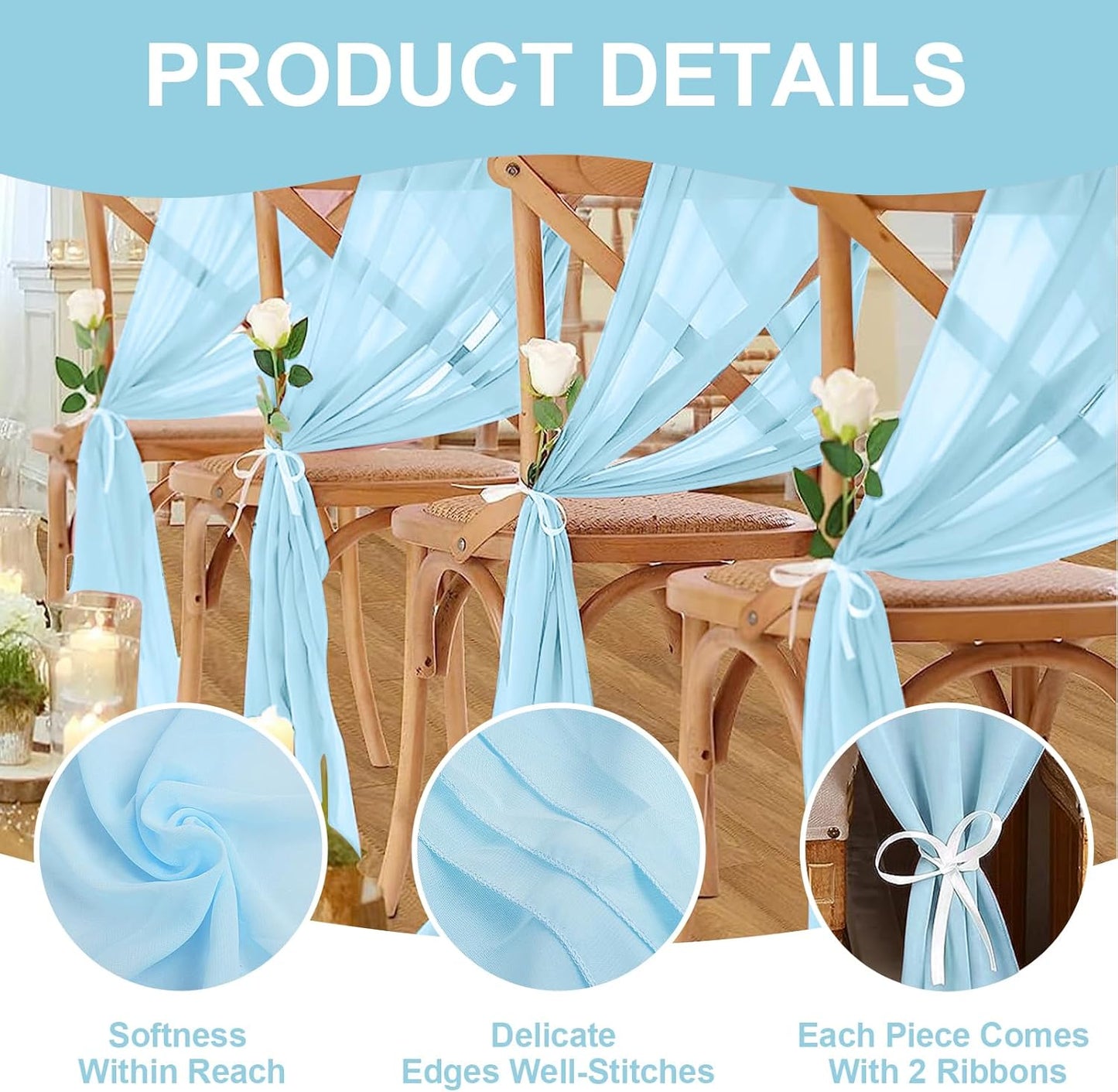 10 Pack 10ft Baby Blue Chiffon Table Runners Wedding Table Runner Sheer Romantic Tulle Table Runner for Christmas Wedding Bridal Tea Party Baby Shower Birthday Party Table Decorations(120 x 12 in)