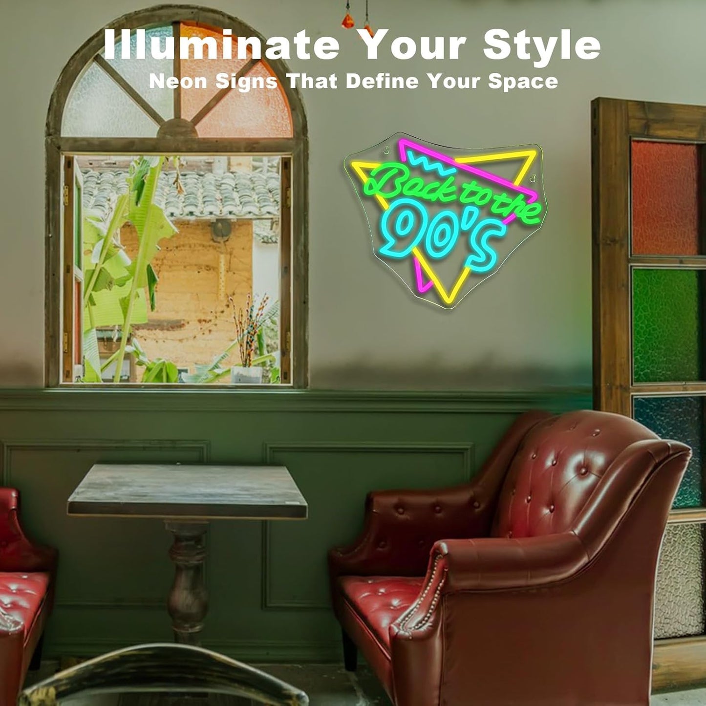 Back To The 90'S Neon Sign - Neon LED Sign for Wall Decor & Party Decor, Perfect for 90's Party Supplies & Photography Background