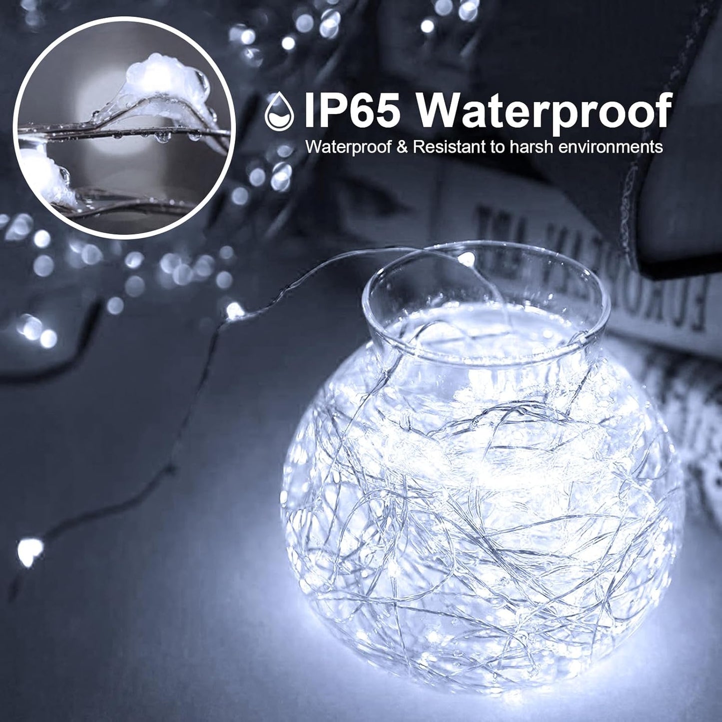 2 Pack 16Ft 50Leds Fairy Lights Mini Led String Lights Twinkle Lights for Easter Halloween Christmas Parties Wedding Table Centerpieces Decoration