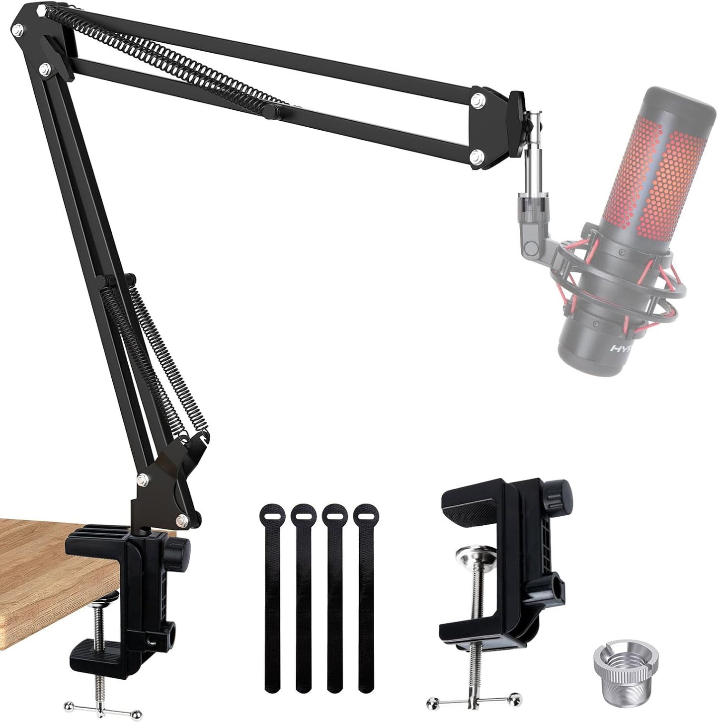QuadCast Boom Arm, Mic Arm for Blue Yeti HyperX QuadCast SoloCast Fifine AM8 and Most Microphone, Mic Stand Desk with 3/8" to 5/8" Adapter by SUNMON
