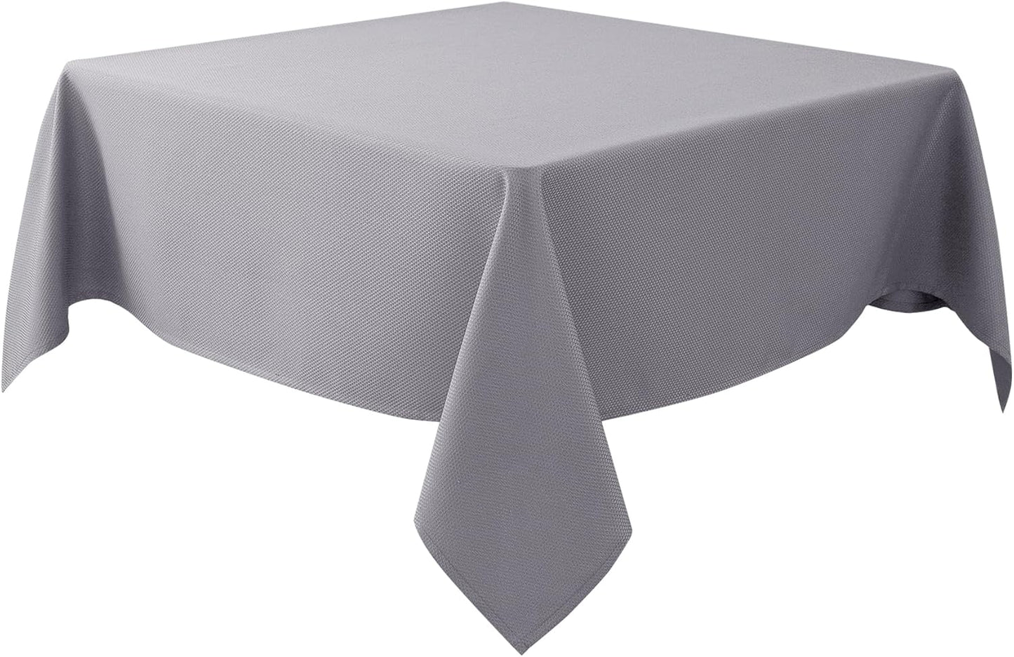 Biscaynebay Textured Fabric Square Tablecloths 90x90 Inches, Silver Grey Water Resistant Spill Proof Card Table Cloth Folding Table Cover for Dining, Kitchen, Wedding and Parties, Machine Washable