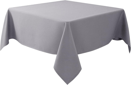 Biscaynebay Textured Fabric Square Tablecloths 70x70 Inches, Silver Grey Water Resistant Spill Proof Card Table Cloth Folding Table Cover for Dining, Kitchen, Wedding and Parties, Machine Washable