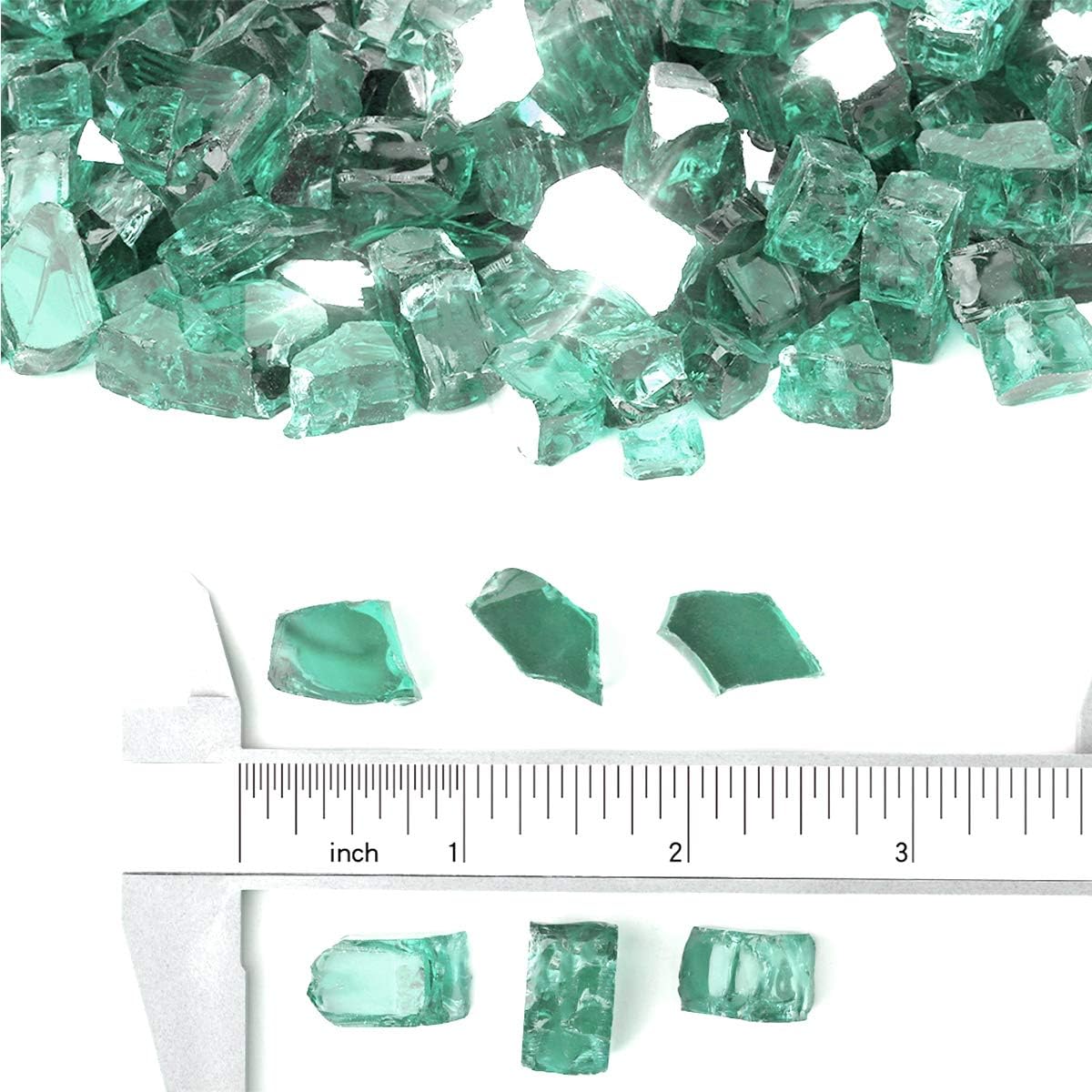 Stanbroil 10-Pound Fire Glass - 1/2 inch Reflective Tempered Fire Glass for Fireplace Fire Pit, Light Green Reflective