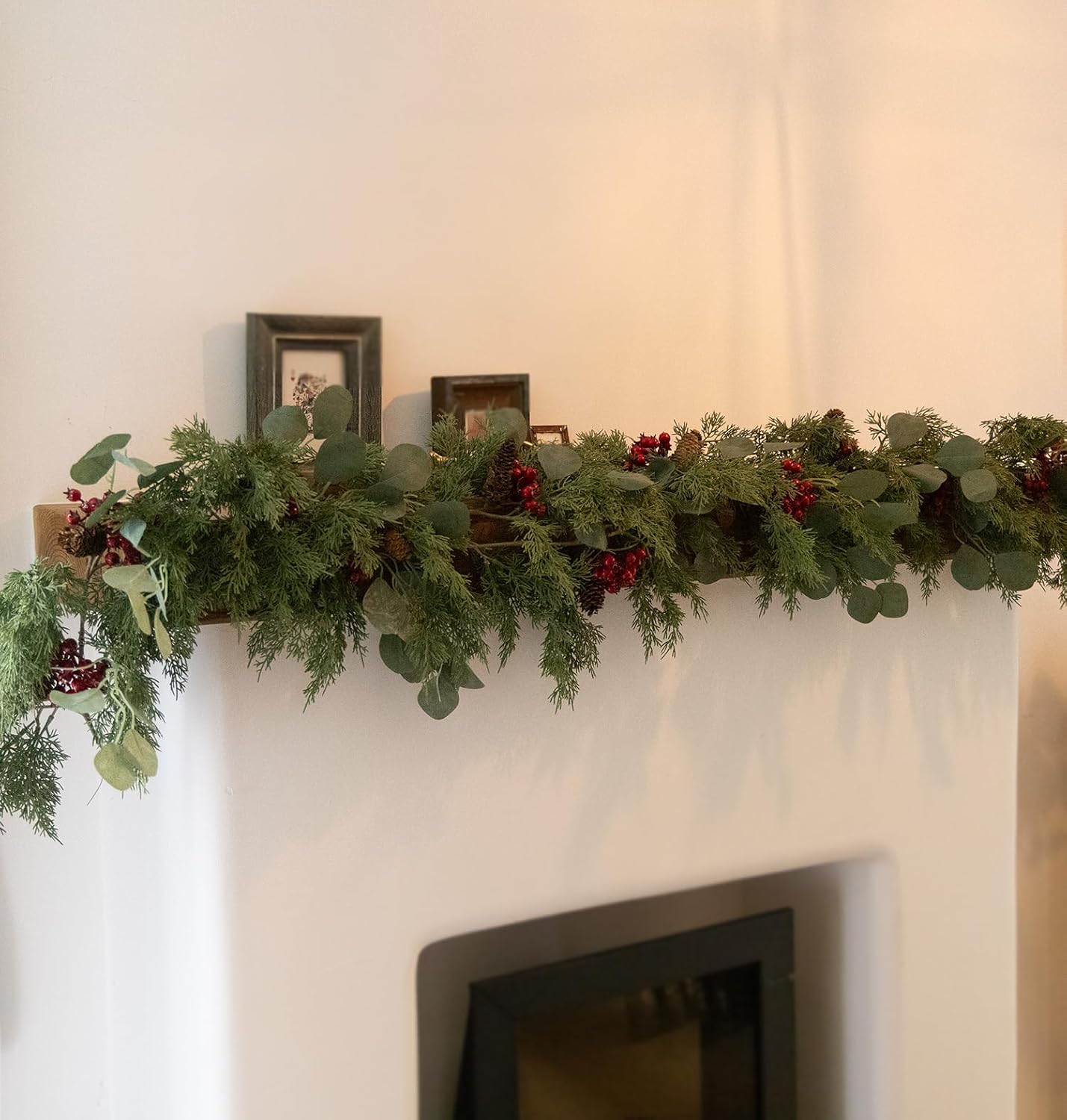 6.3FT Christmas 108 Branch Tips Artificial Cedar Garland, Anna's Whimsy Artificial Pine Cypress Greenery Garland, Christmas Decorations Indoor Outdoor Decor Winter Garlands