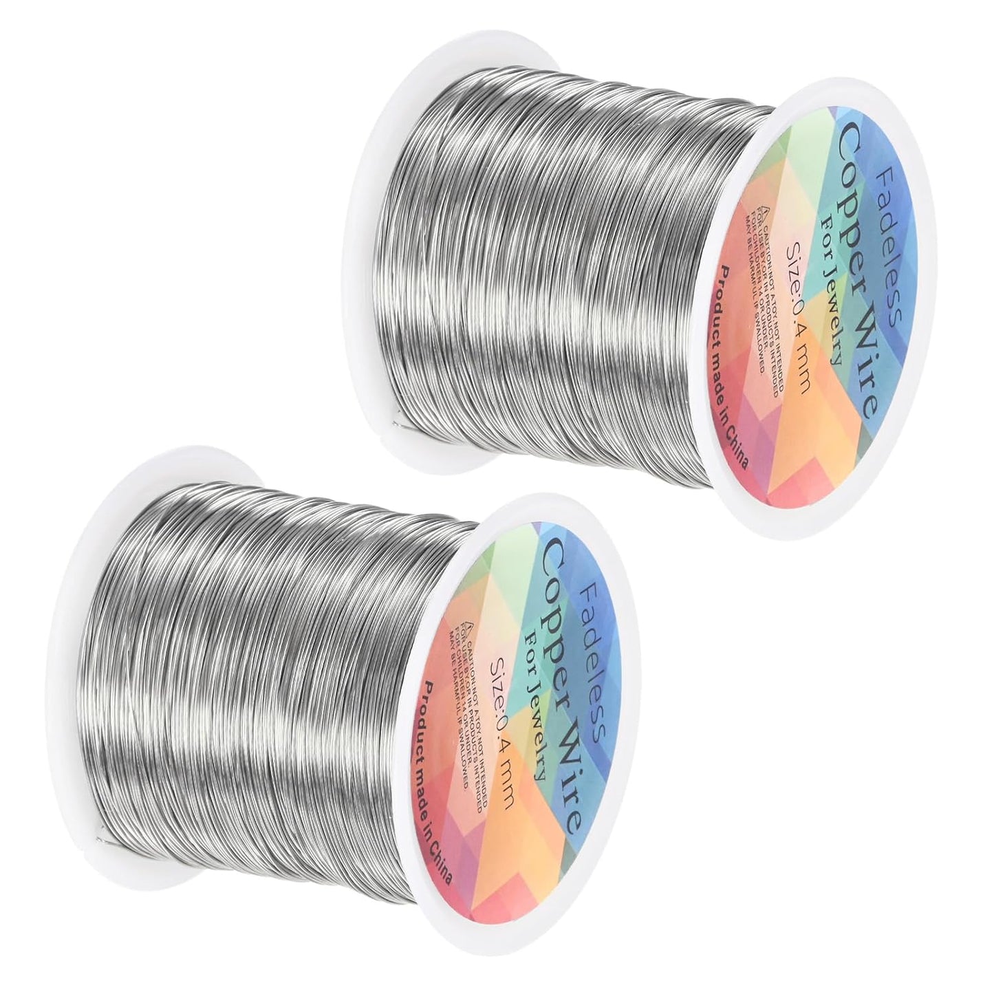 2-Rolls 0.4mm Jewelry Wire, 26 Gauge 328FT Craft Wire Copper Beading Wire for Jewelry Making/Planting/Weaving/DIY Crafting, Soft Metal Wires [100M, Silver White]