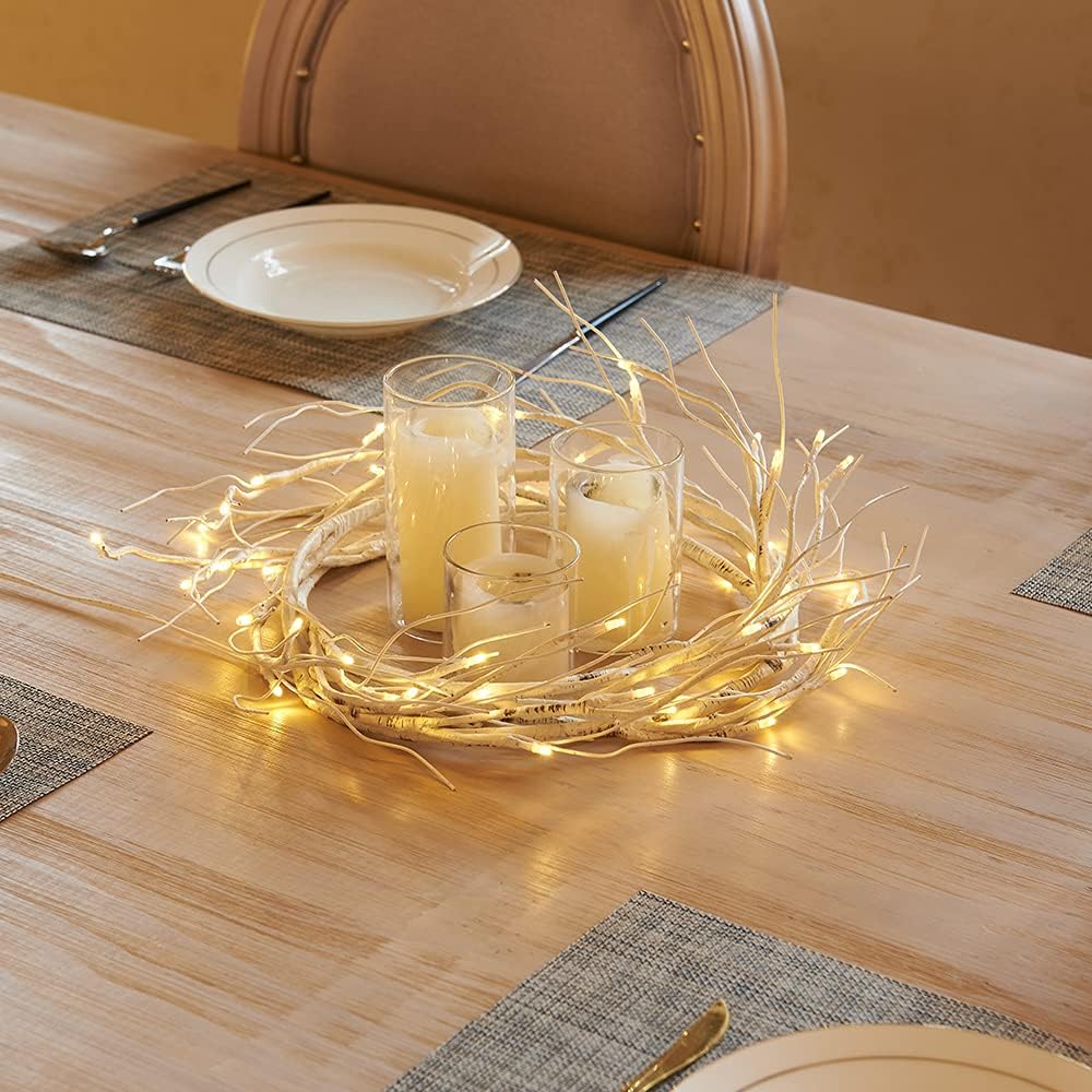 Hairui Lighted Birch Garland Battery Operated with 8 Function 48 Warm White and Multi Color Lights 6FT, Pre Lit Garland for Fireplace Christmas Holiday Decoration Indoor Outdoor