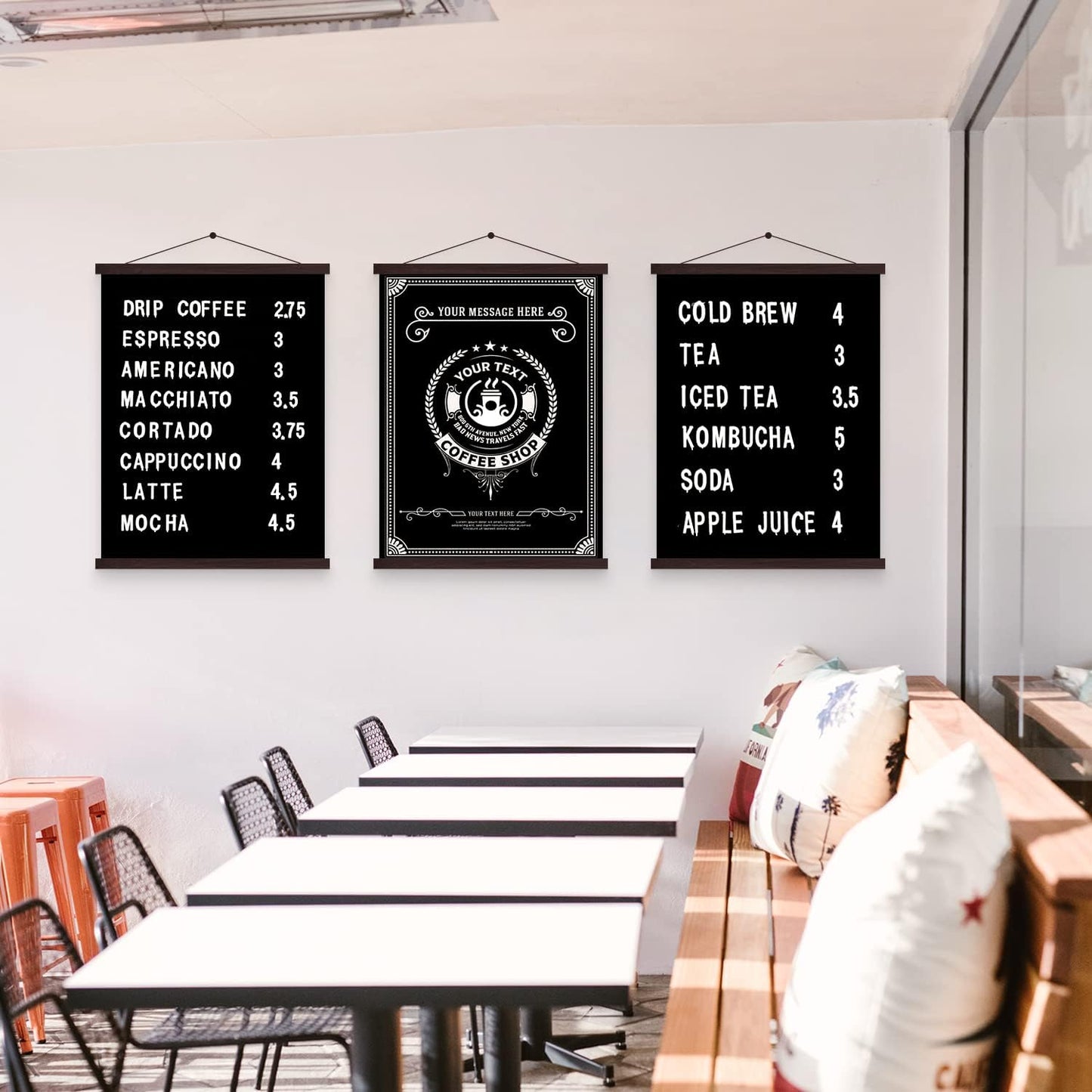 Magnetic Poster Hanger, 20x28 20 x 30 20x24 Poster Frame Wood Wooden Magnet Print Posters Dowel Scroll Hanger Hangers Hanging Kit for Walls Map Canvas Artwork (Walnut, 20")