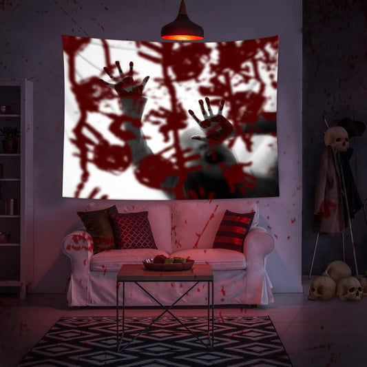 QGHOT Halloween Tapestry Wall Hanging, Scary Bloody Backdrop Horror Tapestry Blood Splatter Halloween Background Party Decorations for Bedroom College Dorm Wall Decor (59.1"x51.2")