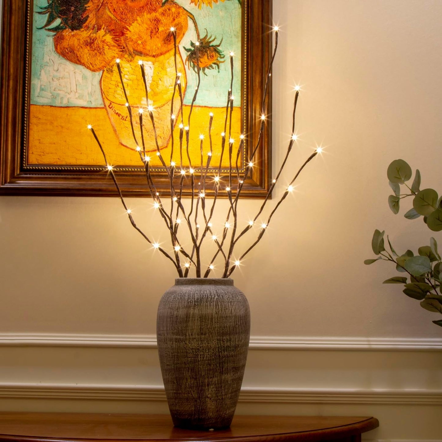 PEIDUO Lighted Brown Branches with Timer, 30Inch 3PK 60 LED Pathway Lights, Willow Branch Lights for Home Decorations Indoor Apartment Outdoor Stake Lights for Lawn