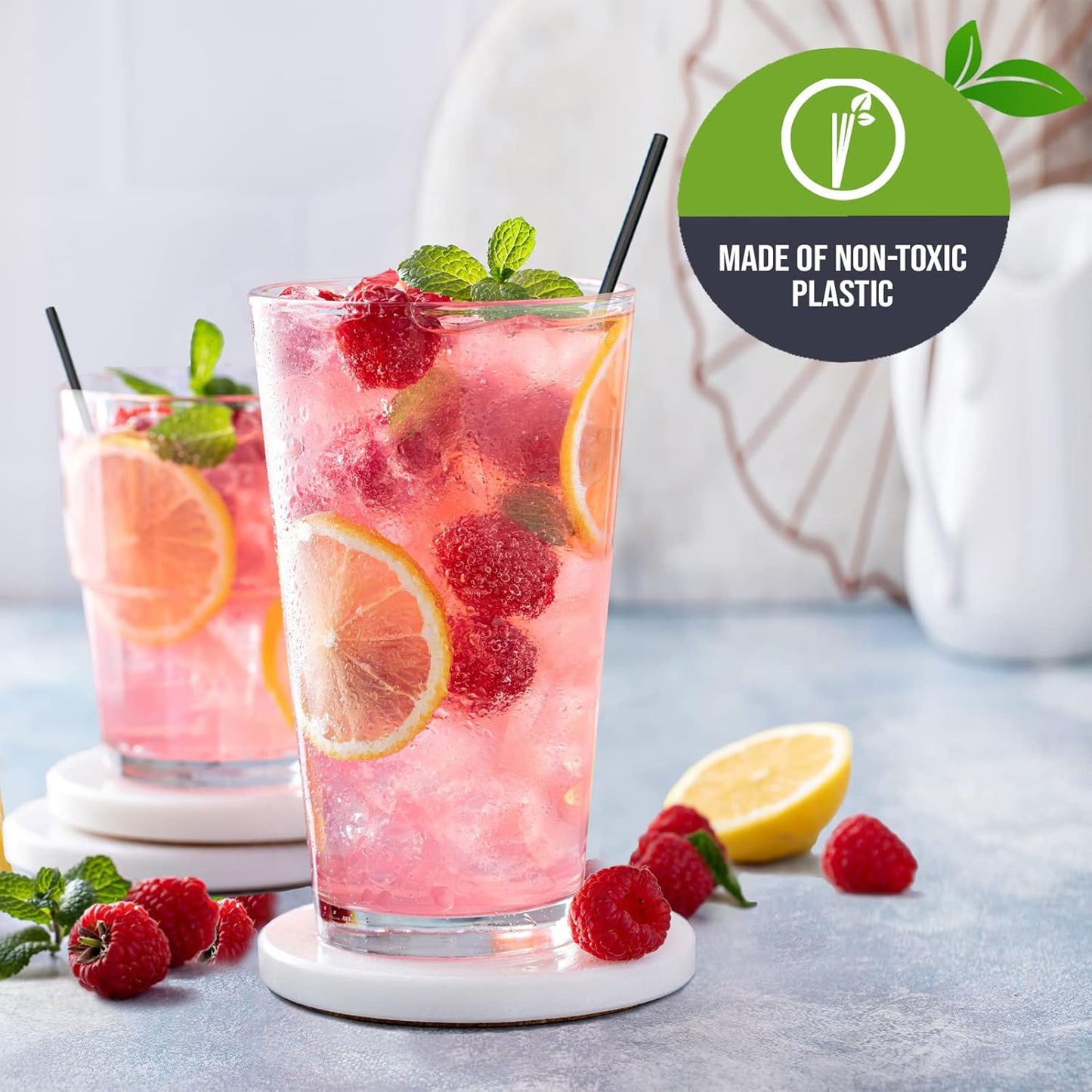 PAMI 1000 Disposable Plastic Cocktail Straws Stir Sticks, Coffee Stirrers for Hot & Cold Drinks, Ideal for Bars and Home (Black 7'')