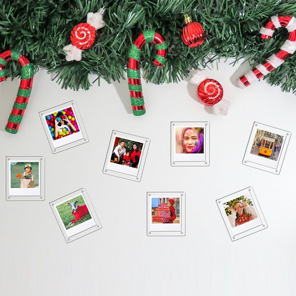 Acrylic Magnetic Refrigerator Picture Frames, 4.2"*3.46" Magnetic Fridge Clear Photo Frames Compatible with Polaroid Camera Instax Wide 300/210/200 Films for Refrigerator/Locker/Wall, 6Pack