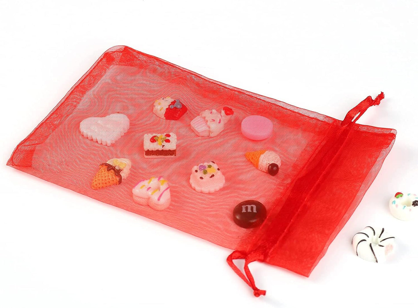 ANZNKU 50 Pack Organza Bags 4 x 6 inch Premium Sheer Mesh Bags for Candy Jewelry Party Wedding Christmas Favor Gift Bag (Red)