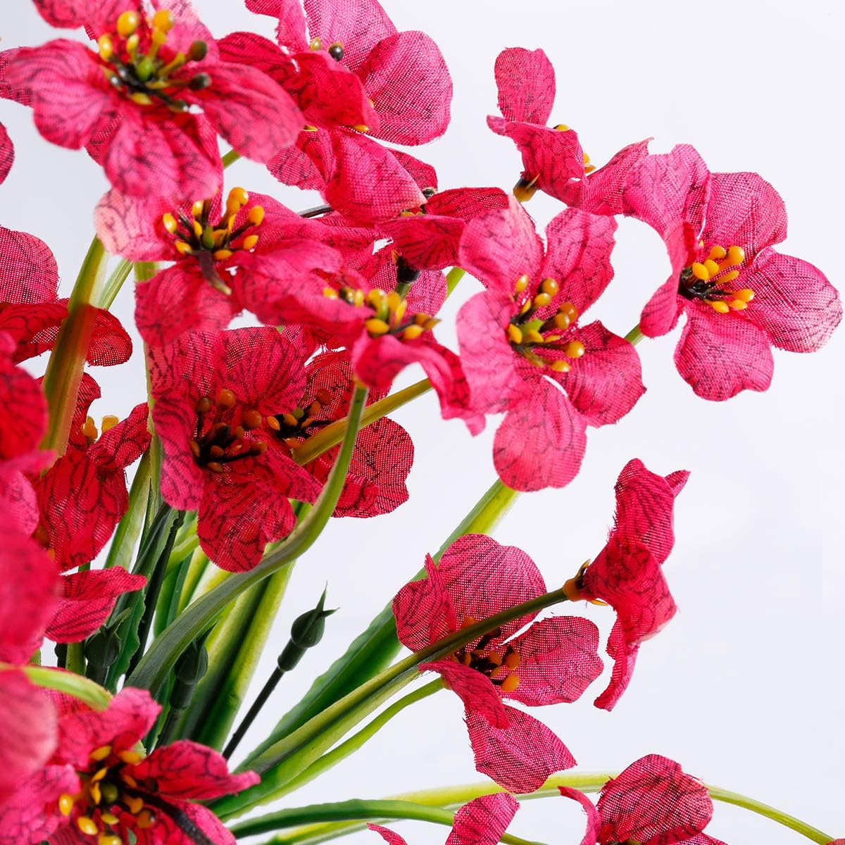 30 Bundles Artificial Flowers Outdoor UV Resistant Fake Flowers No Fade Faux Plastic Plants Garden Porch Window Box Decorating(Rose red)