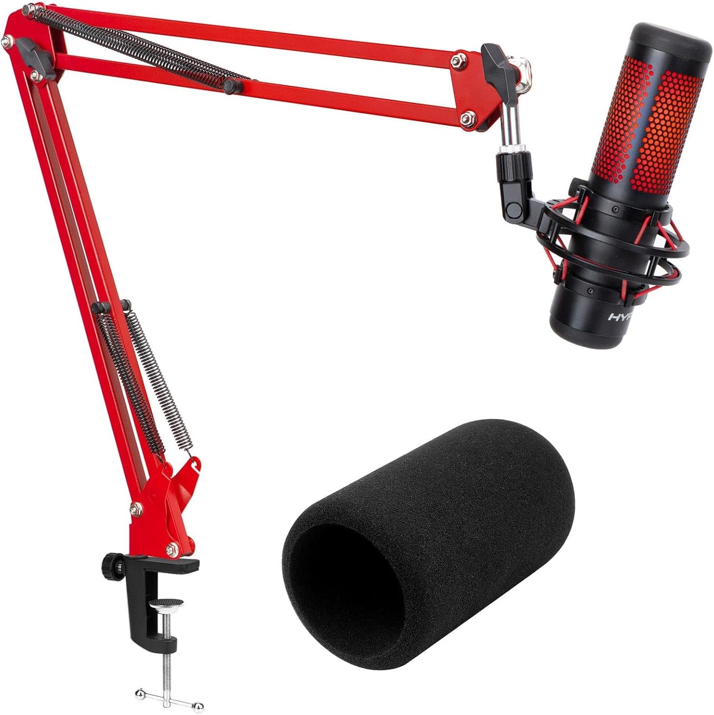SUNMON HyperX QuadCast Boom Arm - Upgraded Red Boom Arm with Windscreen, Sound Insulation and Noise Reduction, HyperX QuadCast Microphone Arm with 3/8" to 5/8" Adapter