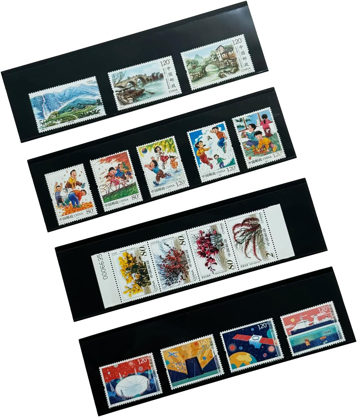 Philatelic Display Black Card Stamp Cover Stamp Collection Stamp Storage philatelic Album Stamps Collector Stamp Collecting Supplies Stamp Sleeves Stamp (1 Row Stamp Protective Cover 32 pcs)