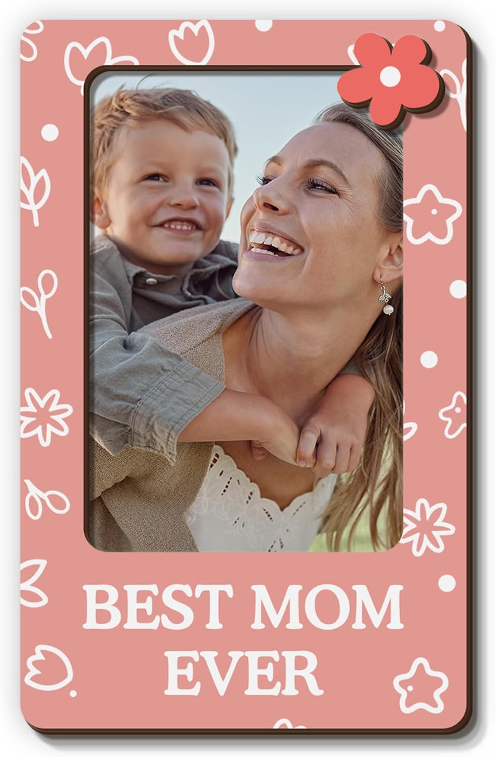 Magnetic Picture Frames - BEST MOM EVER - Christmas Gift Birthday Gift for Mom - Unique Magnet Photo Frame For Women - Magnetic Frames for Refrigerator, Locker & More
