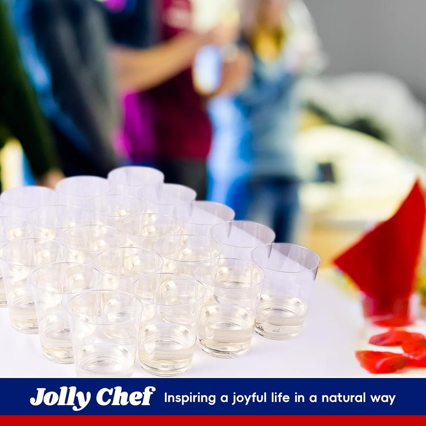 JOLLY CHEF 10 oz Clear Disposable Plastic Cups 200 Pack, Clear Plastic Cups Tumblers, Heavy duty Party Glasses, Disposable Cups for Wedding, Thanksgiving, Christmas Party