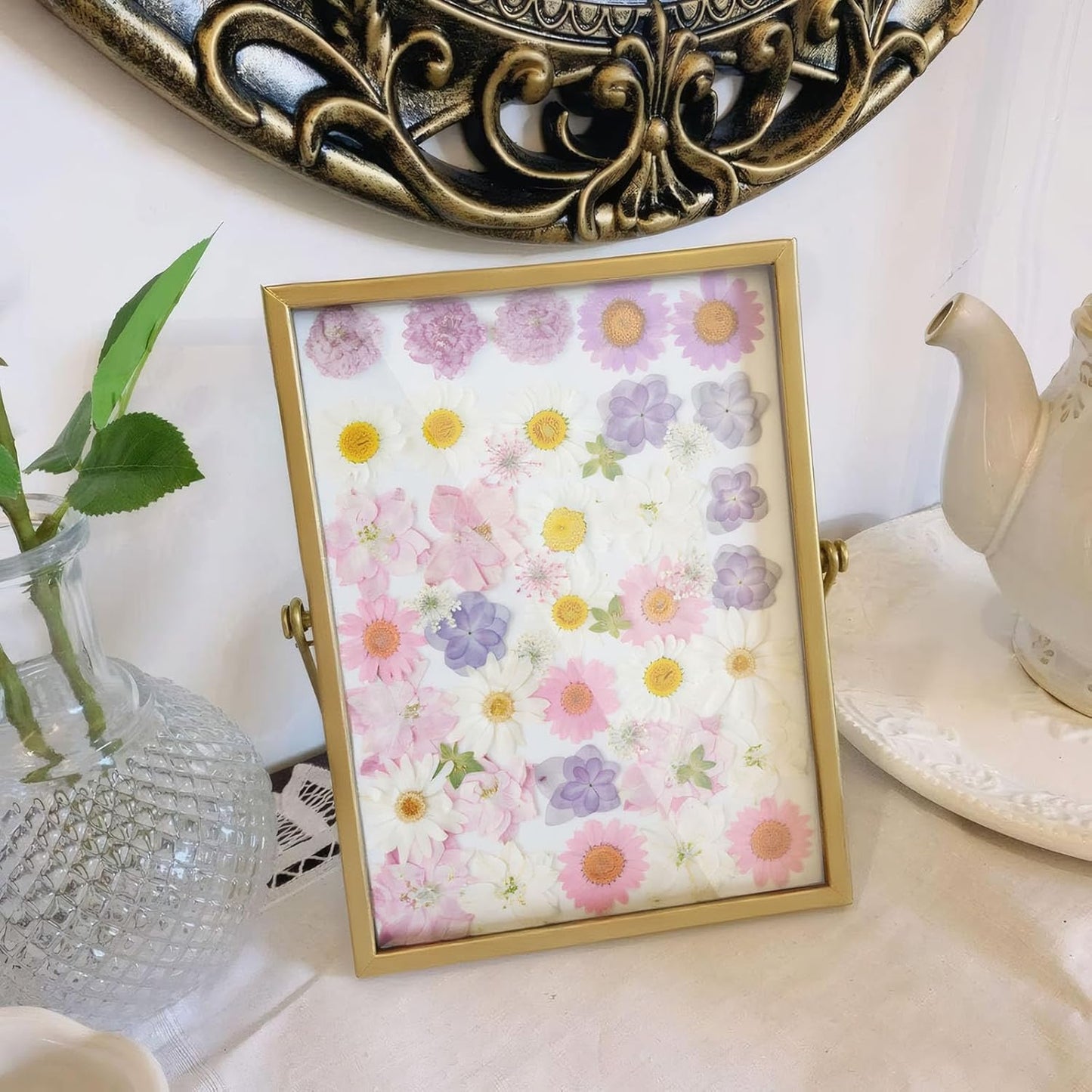 Real Dried Pressed Flowers Leaf Plant Herbarium for Crafts Resin Jewelry Making, Floral Cake Decorations-Light Pink