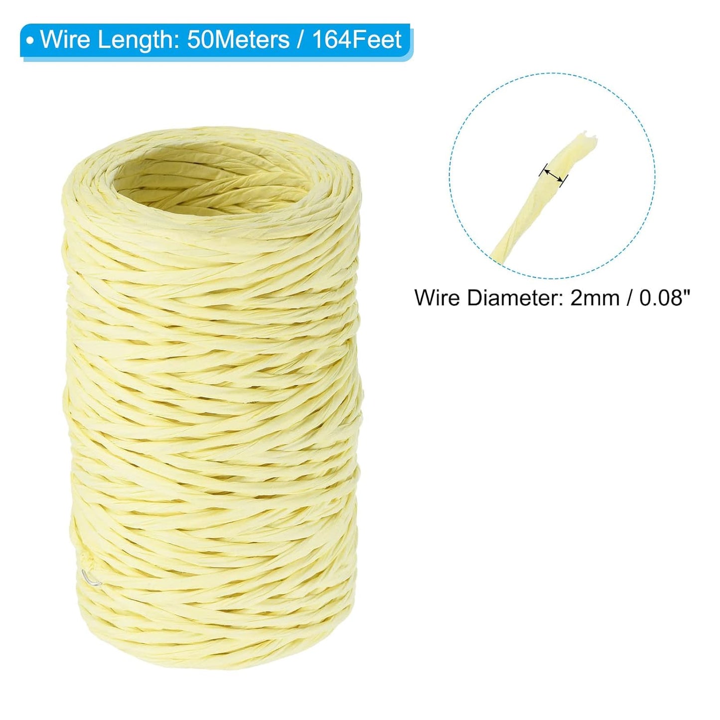 PATIKIL 164 Feet Floral Bind Wire Wrap Twine, 2mm Florist Wire Iron Wire Paper Covered Vine Wrapping Binding Wire for Flower Bouquets, Cream