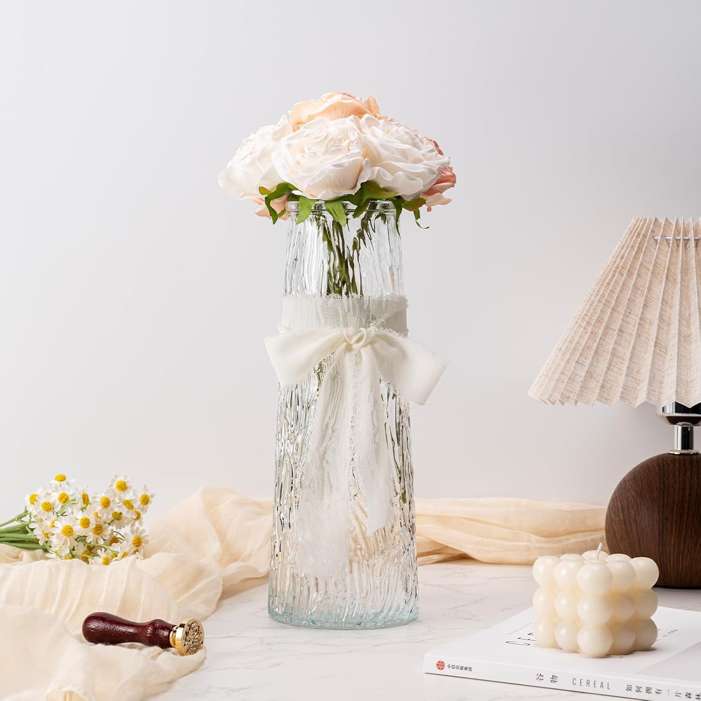 Ivory Handmade Chiffon Ribbon,1.5Inch x 3 Rolls Total 24 Yards Ivory Fringe Chiffon Silk Ribbon,for Wrapping Wedding Invitations,Bridal Bouquets,DIY Crafts,Home Decor and More