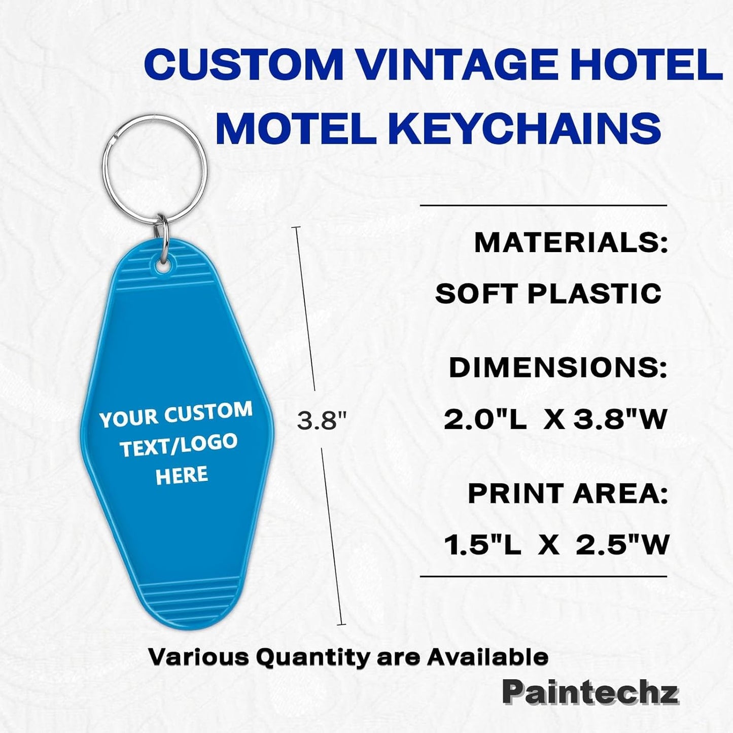 Custom Vintage Hotel Motel Keychains 500 Pack, Personalized Logo, Text Bulk - Perfect for Tradeshows, Campaign Gifts - Customizable Key Tags