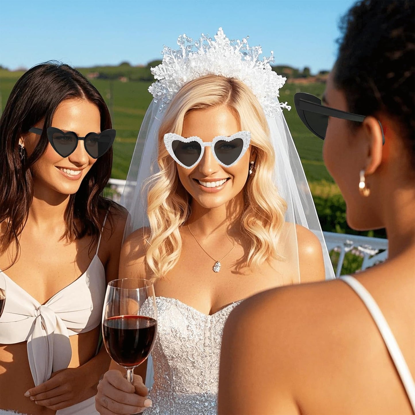 Bachelorette Party Heart Sunglasses 8 Pack Pearl Bride Sunglasses Bridesmaids Sunglasses Party Favor Proposal Gifts