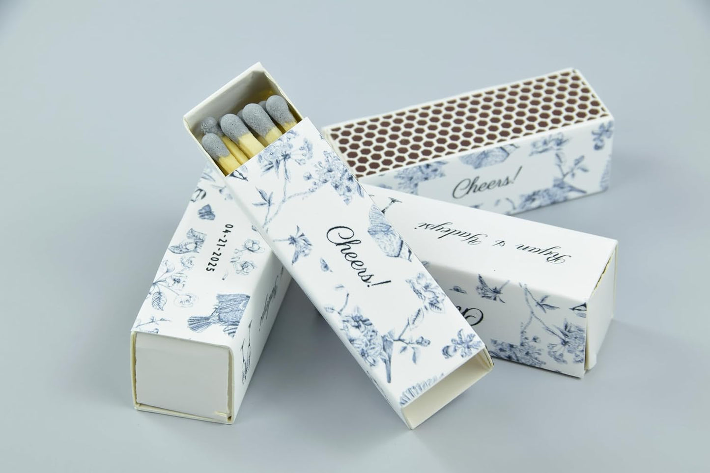 Custom Matchboxes - Set of 10 - Personalized - 2" Inch Long - Colorful Matchsticks - Weddings – Wedding Favor - Matchboxes, Custom Matchbox (2" Matchsticks, Wedding Design #6)