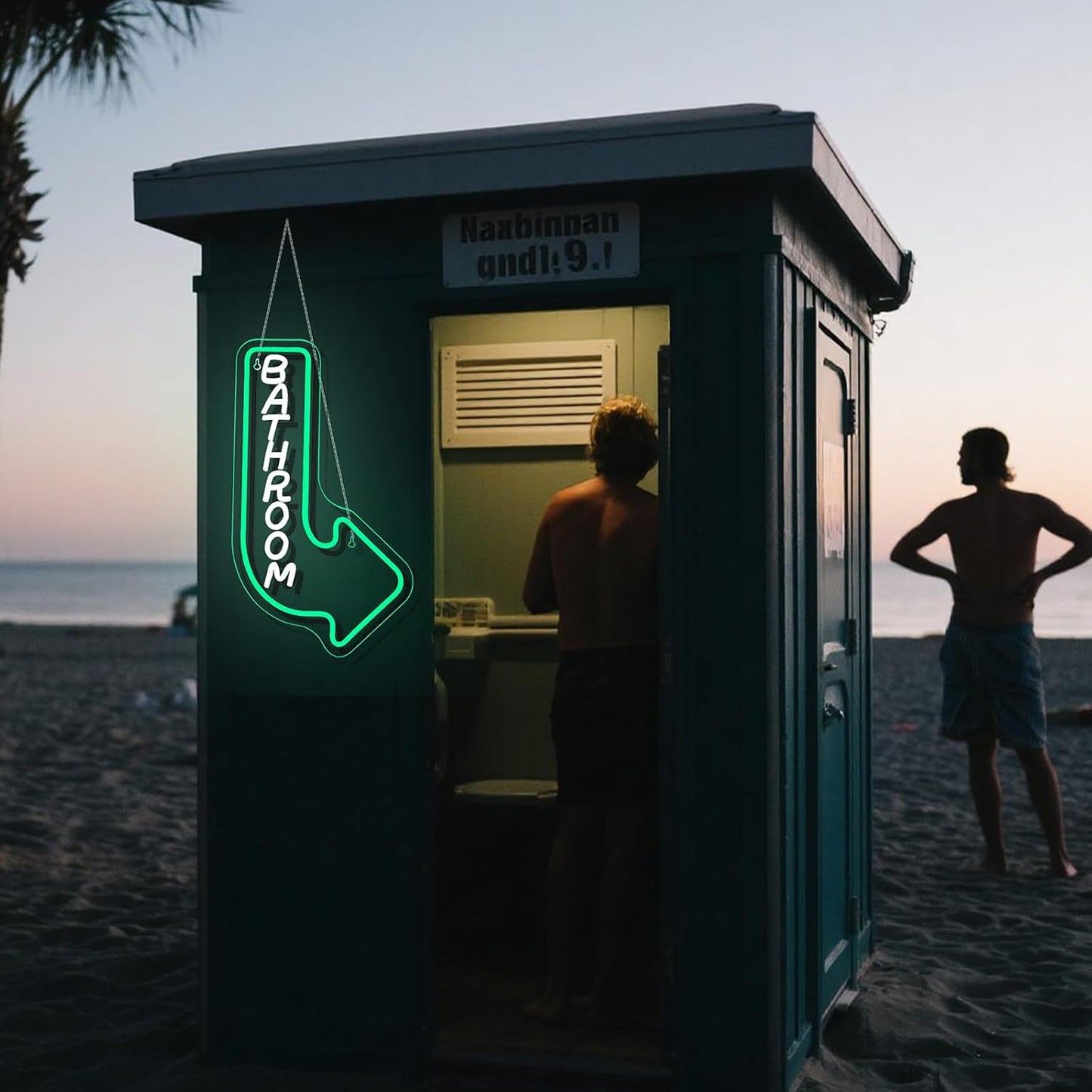 Looklight Bathroom Arrow Neon Signs for Wall Decor Green White LED Word Light Sign Right-Pointing Arrow Neon Light USB Light Up Letters Sign for Bathroom Bar Home Toilet Park Party Decor