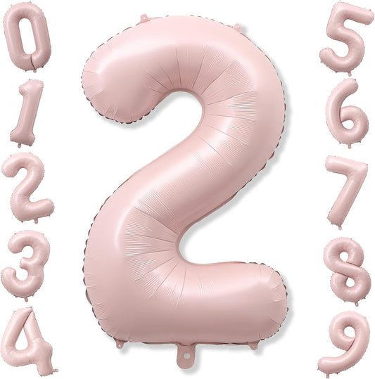 Pink 40 Inch Balloon Number 2, Large Dusty Retro Pastel Pink Foil Number 2 Balloons Set 0-9 for Girls, Digital 2 Helium Balloon for Boho Baby Shower Anniversary 2nd Coquette Birthday Party Decorations