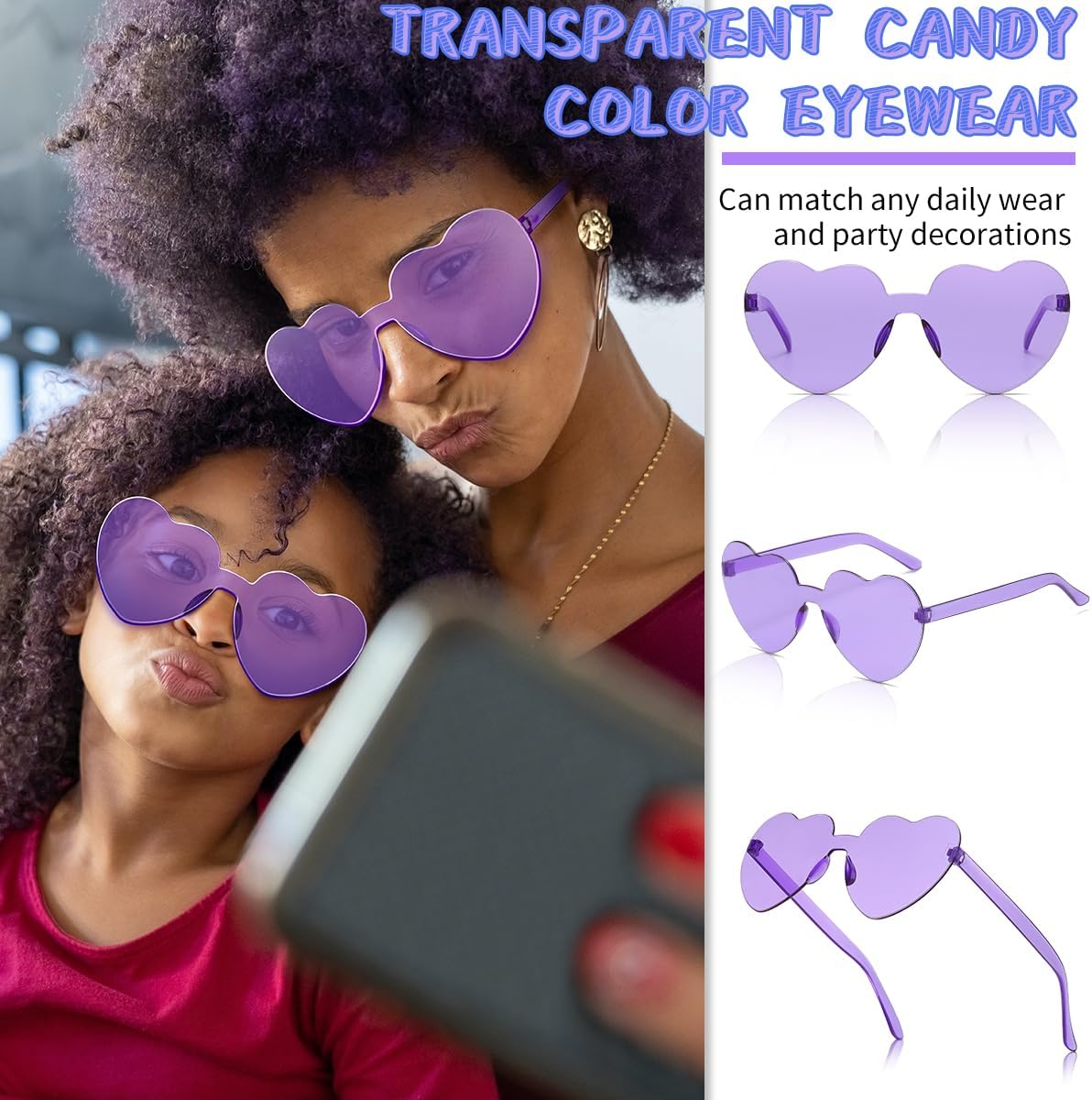 12/20/24 Pairs Heart Sunglasses for Women Men, Trendy Heart Shaped Rimless Transparent Sunglasses, Bachelorette Party