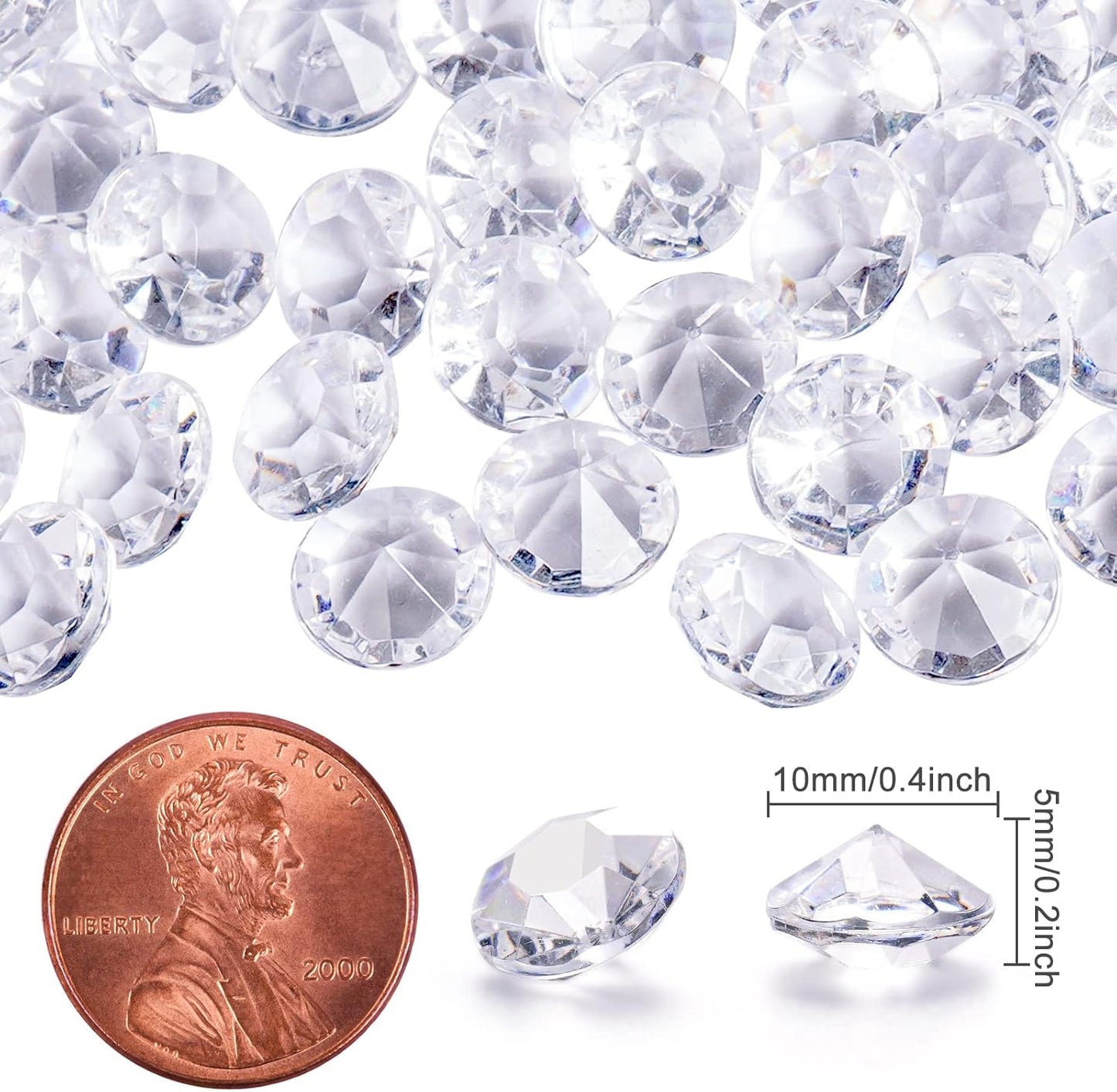 Acrylic Diamonds, 1000PCS 10mm Clear Crystals Gems Table Scatter Gemstones for Decoration Wedding Party Birthday Bridal Shower Vase Fillers