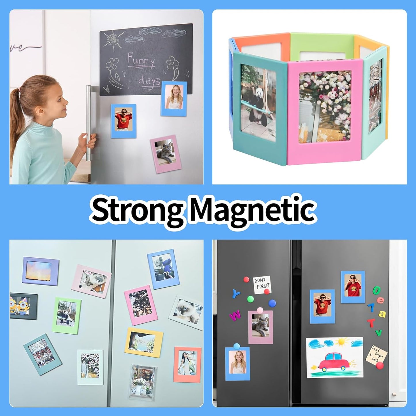 12 Packs Magnetic Picture Frame, Mini Picture Magnets 2x3 Picture Frame for Refrigerator,Wallet Size Magnetic Photo Frames,Magnetic Photo Frames for Refrigerator,School,Office(12 Colors)