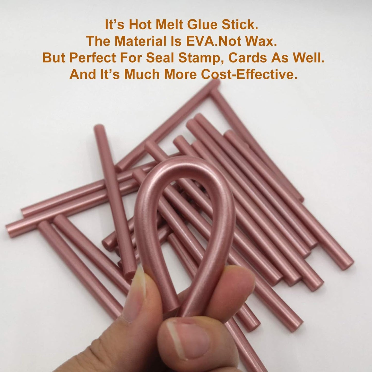 VARACL Hot Melt Glue Sealing Sticks for Letter Seal Stamp - Great for Wedding Invitations, Cards Envelopes, Snail Mails, Postcards, Greeting Cards, Gift Ideas, 7 x 100 mm, 20PCS (Rose Gold)