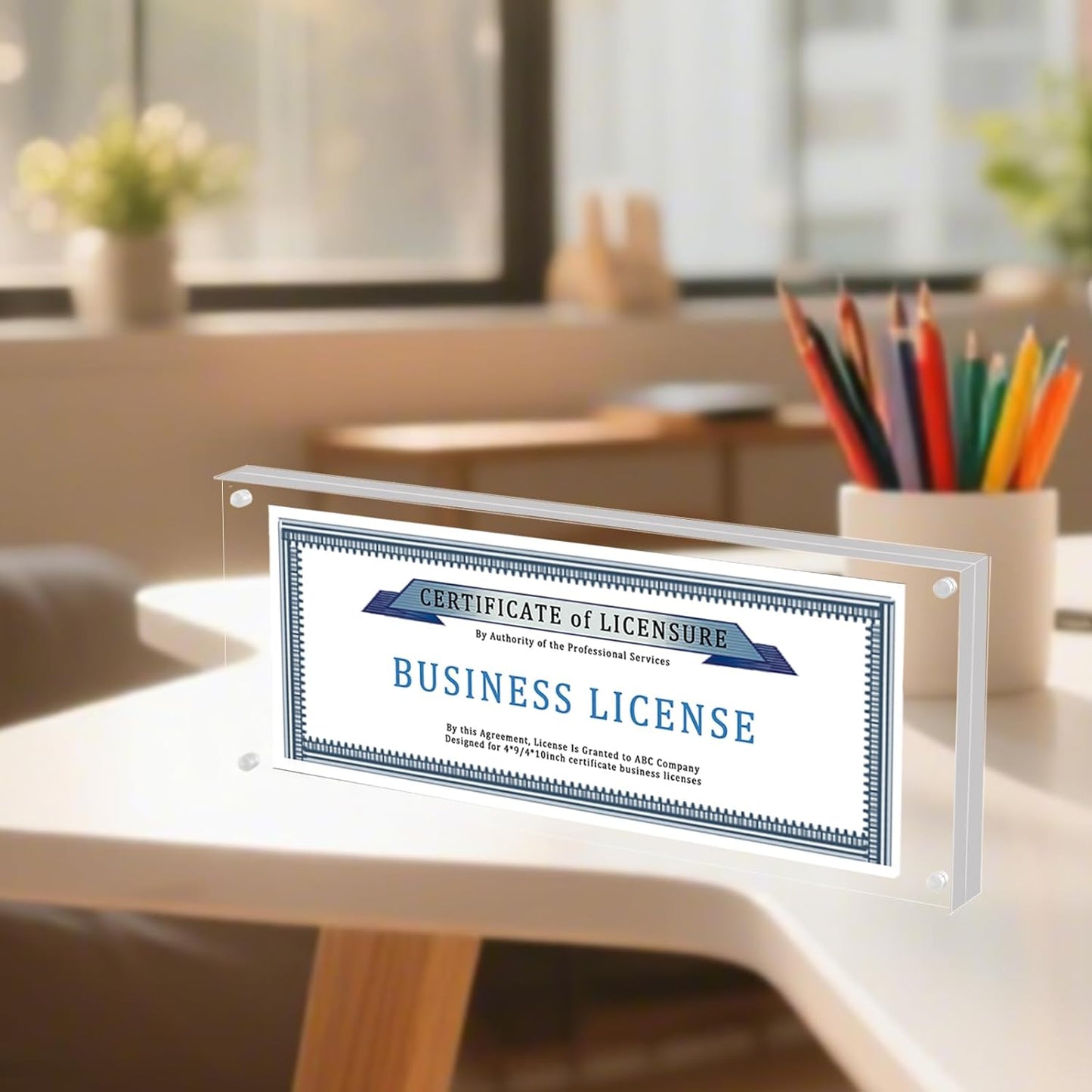 4×10 Acrylic Pictur Frame for 4x9 Business License Certificate，Panoramic Photo Frame ,mini instant photo frame for Tabletop,Thick Magnetic Double Sided Free-Standing Transparent Picture Frame. (Transparent, 4X10)