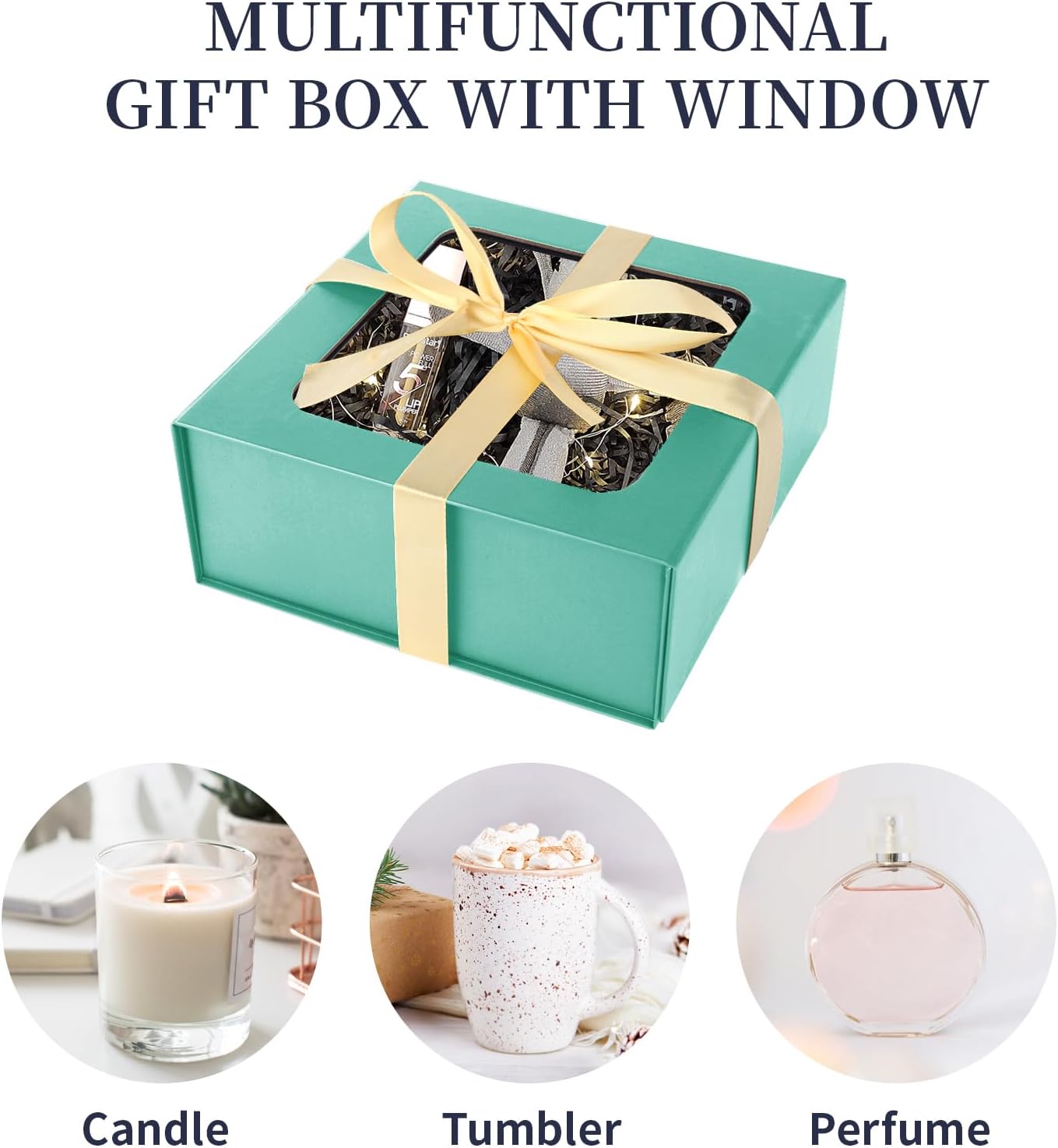 Light Green Gift Box with Window,7.5"x7.5"x3.1" Bridesmaid Boxe for Gifts Giving,Birthday Gift Boxes with Magnetic,Closure Lid Gifts Boxes for Presents,Cute Box,Luxury for Gift Packaging