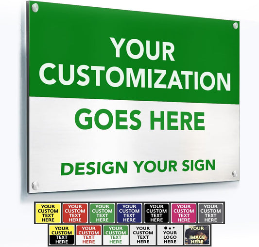 Custom Metal Signs, Personalized Aluminum, Customized Safety, Business Signs, Waterproof Outdoor, White Aluminum (Green & White, 30x24 In)
