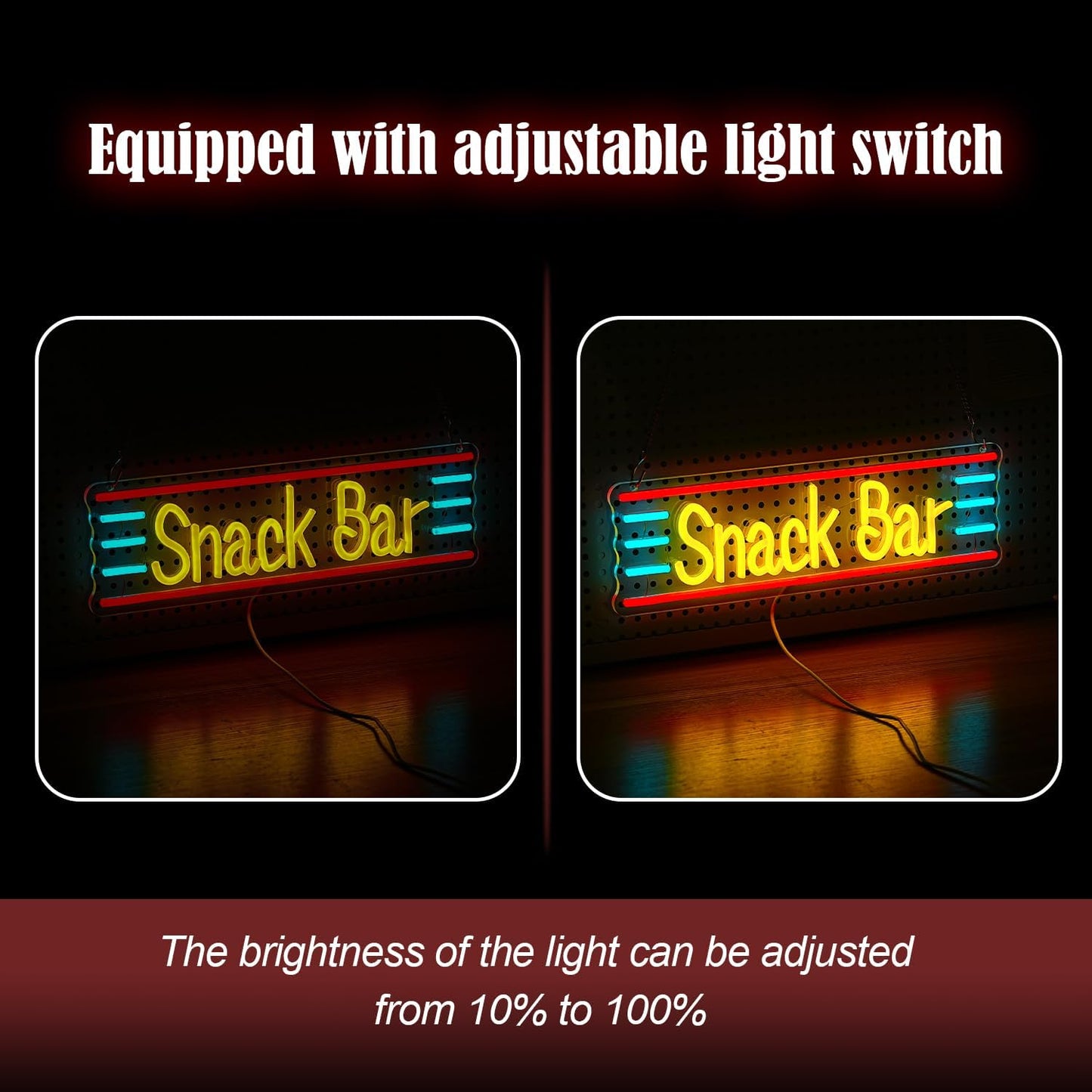 Snack Bar Neon Sign Dimmable Bar Neon Light for Wall Decor USB Powered Led Business Shop Light Up Sign for Candy Cake Coffee Store Home Decor(16.1 * 4.9 In)