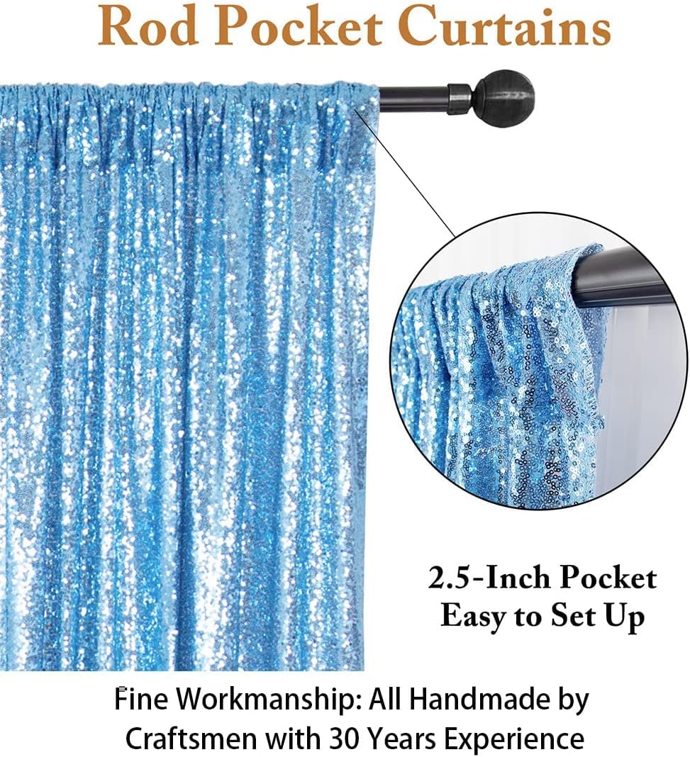 ShiDianYi Sequin Backdrop Baby Blue Sequin Photo Backdrop 4FT X 6FT Wedding Photo Booth Backdrop Shimmer Photography Background Ceremony Background