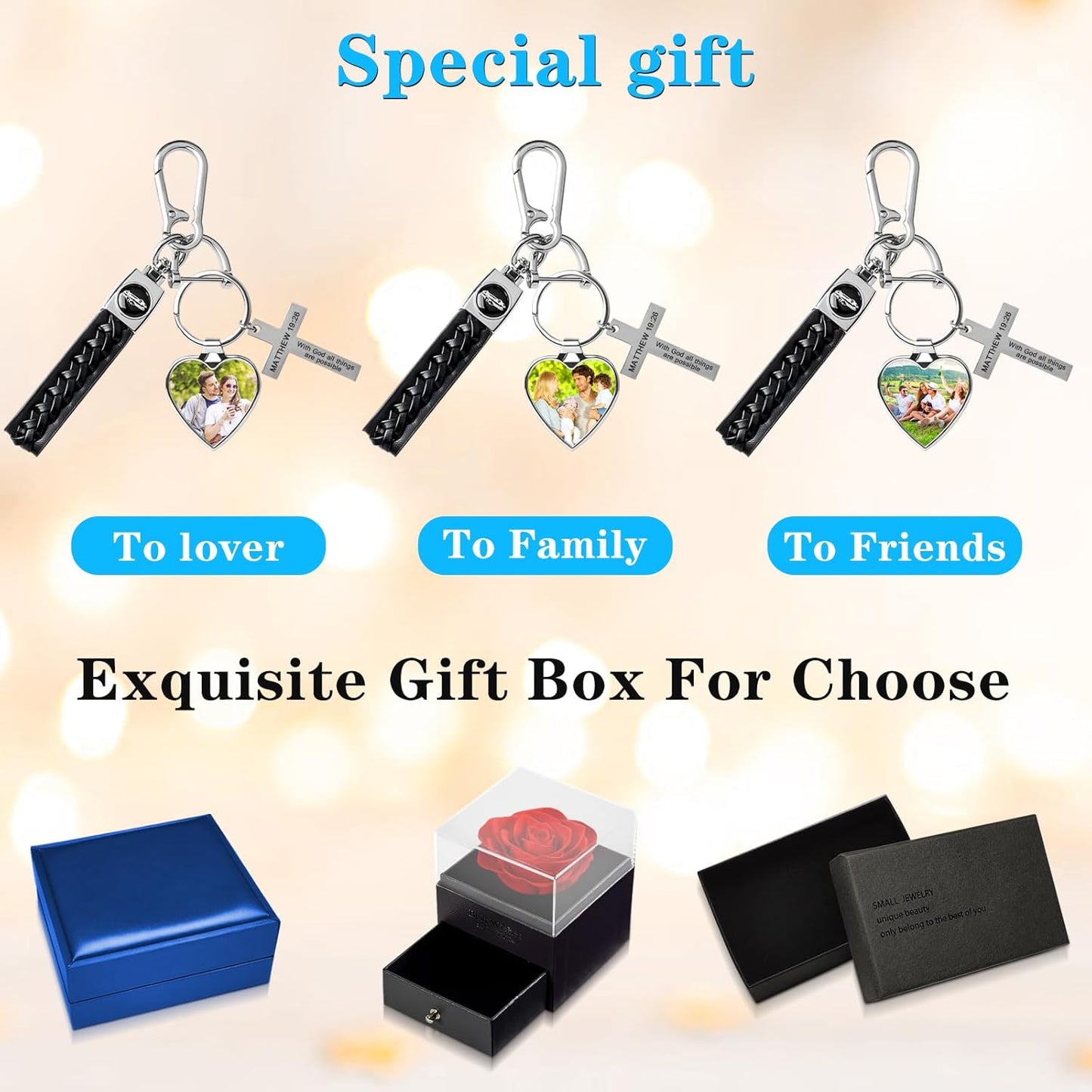 Double Side Custom Keychain with Picture Personalized Engraving Photo Text Customized Gifts for Men Women