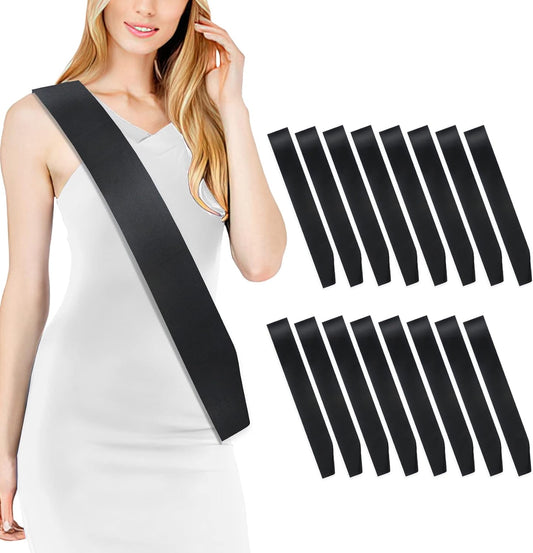 16 Pcs Sash Blank Satin Sash Black Sash Party, Bride To Be Sash, Plain Sash, Diy Sash Sashes For Pageants, Birthday, Party, Graduation, Hen Party, Homecoming, Custom Sashes, Make Your Own Sash