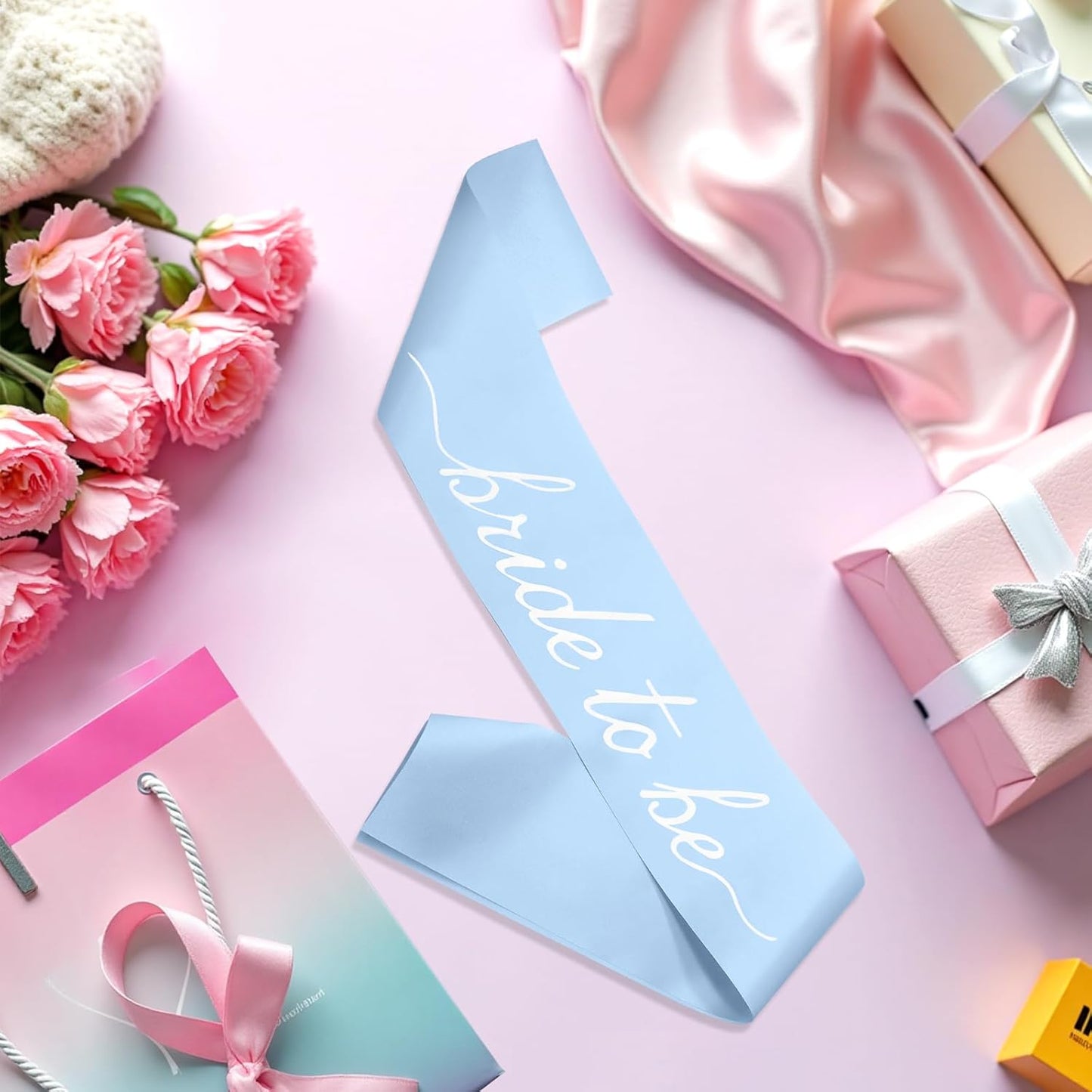 MILVOWOC Blue Bride to Be Sash in Soft Satin, Bachelorette Party Wearable, Bridal Shower Accessory, Bach Decorations, Bridesmaid Present, Engagement Celebration Supplies,1 Pack