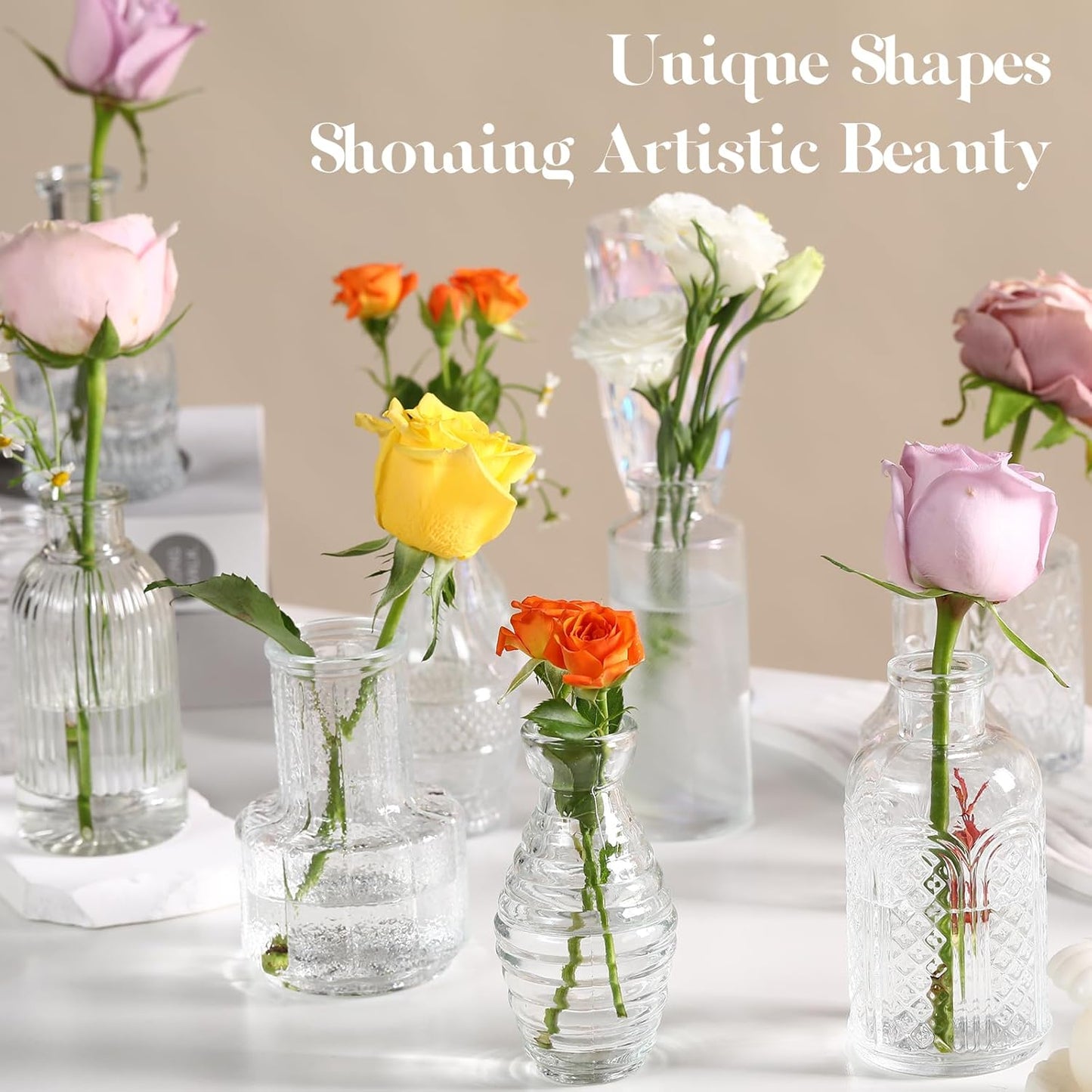 Set of 33 Bud Vases for Flowers, Small Glass Vases for Flowers,Small Vintage Glass Bottles for Rustic Wedding Centerpieces and Home Table Flower Decor