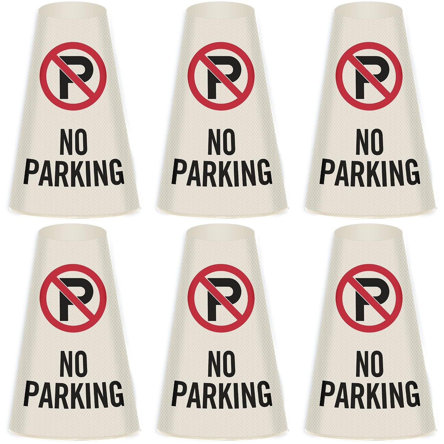 SmartSign 6-Pack "No Parking" Reflective Cone Message Sleeve Collar with Symbol, 360-Degree Visibility, Non-Adhesive Vinyl Signs for Traffic Safety Cones, 3-Side Print [Cone Not Included]