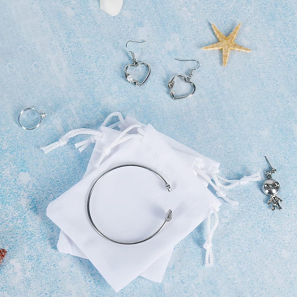Shintop Velvet Bags, 10pcs 3x4inch Drawstring Gift Bags Jewelry Pouch for Wedding Favor Birthday Party (White)