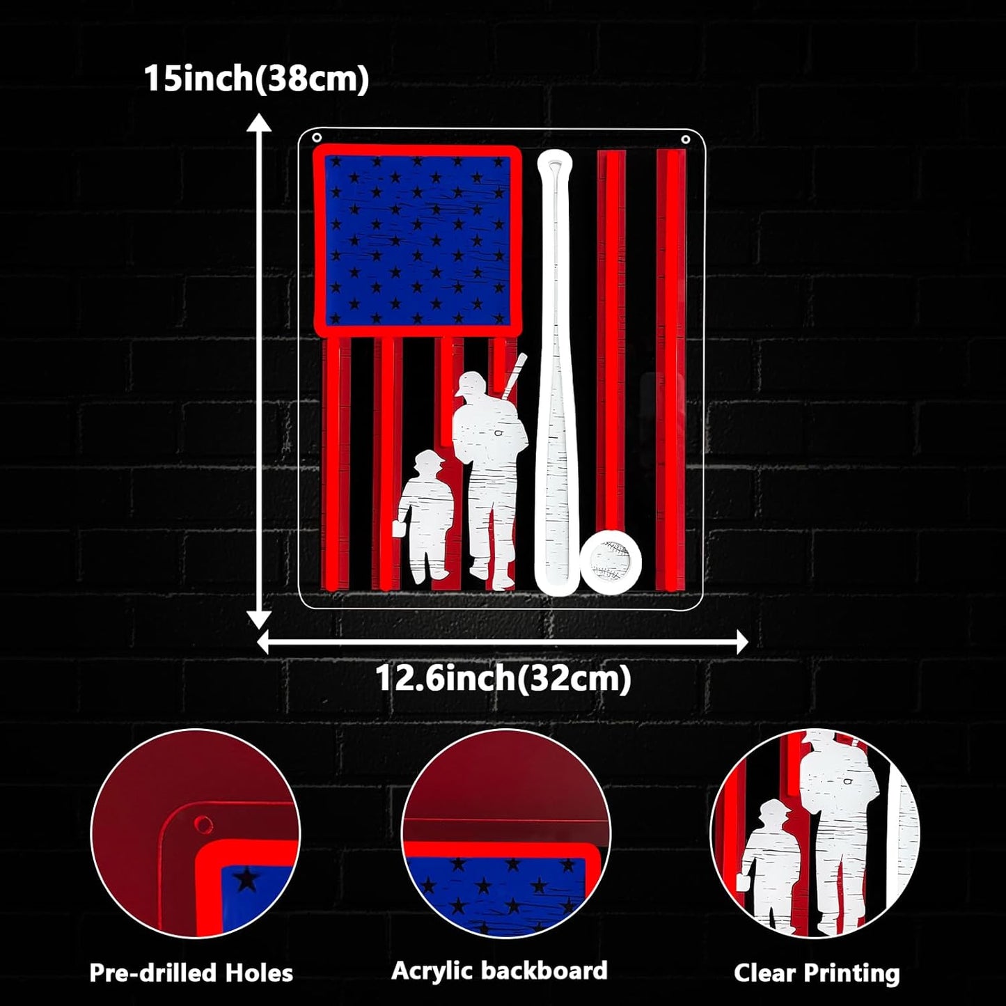 Baseball Neon Sign, Sport Led Neon Light Signs for Wall Decor Baseball Light up Sign Lamp for Dorm Bedroom Party Bar Man Cave Decor Birthday Christmas Gift for Fans Dimmable USB Powered(15"*12.6")