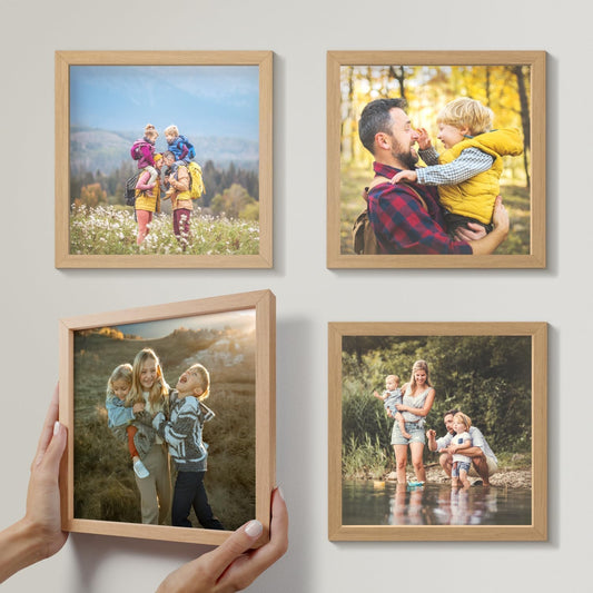 Mixtiles Official - Custom Photo Tiles - Personalized Printed Photos - Magnetic Wall Frames - Adhesive Sticker, No Nails - Various Sizes and Frames - 8x8-tiles-Tile - Oak Frame